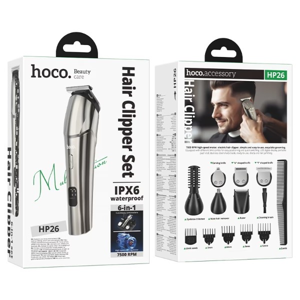 Фото - Машинка для стрижки волос HOCO HP26 600 mAh. IPX6 Metal Gray (6942007672771)